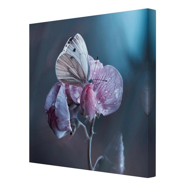 Butterfly in the Rain Graphic Art Print on Canvas East Urban Home Size: 60cm L x 60cm W on Productcaster.