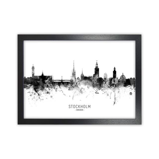 Stockholm Sweden Skyline Black White City Name by Michael Tompsett - Graphic Art Print Latitude Run Format: Black Framed, Size: 46cm H x 63cm W x 3cm on Productcaster.