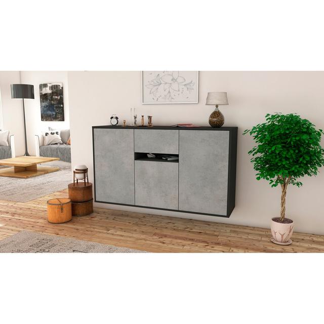 Quintin Sideboard Brayden Studio Colour (Body/Front): Black/Concrete on Productcaster.