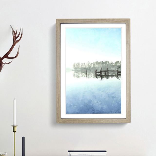 Trees Reflecting in a Lake in North Carolina - Picture Frame Painting Print East Urban Home Frame Option: Oak Framed, Size: 45cm H x 33cm W x 2cm D on Productcaster.