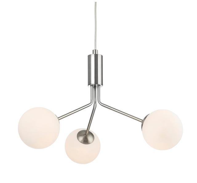 Fareham 3-Light Sputnik Chandelier Corrigan Studio Shade Colour: Opal White, Base Finish: Brushed Steel, Fixture Finish: Brushed Steel on Productcaster.