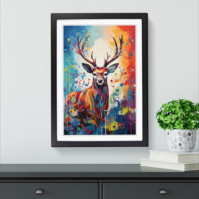 Deer Expressionism - Single Picture Frame Print on Wood Alpen Home Size: 64cm H x 46cm W, Format: Black Framed on Productcaster.