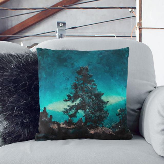 Tree on a Mountain Top Cushion with Filling East Urban Home Size: 55cm H x 55cm W x 20cm D, Backing Colour: Stone on Productcaster.