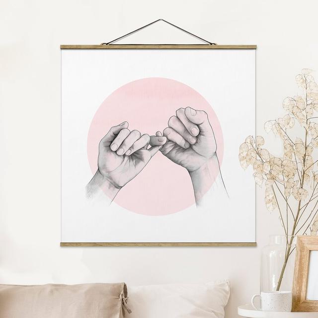 Stoffbild Illustration Hands Friendship Circle Pink White von Laura Graves Ebern Designs Größe: 100 cm H x 100 cm B x 0,3 cm T on Productcaster.