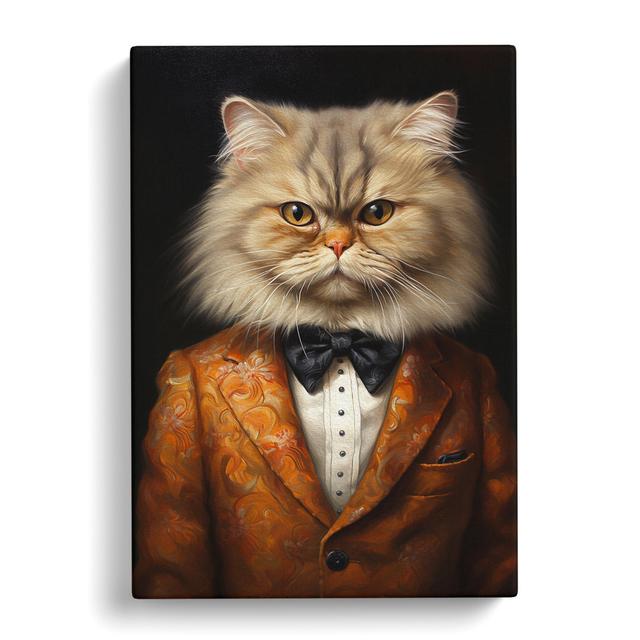 Persian Cat in a Suit Painting No.3 Happy Larry Size: 50cm H x 35cm W x 3cm D on Productcaster.