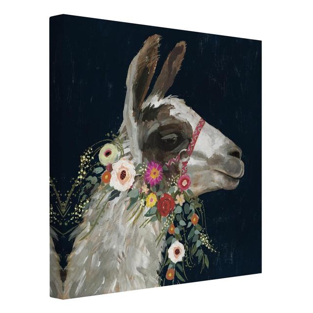 Llama with Flower Arrangement I - Wrapped Canvas Painting Isabelle & Max Size: 60cm H x 60cm W on Productcaster.