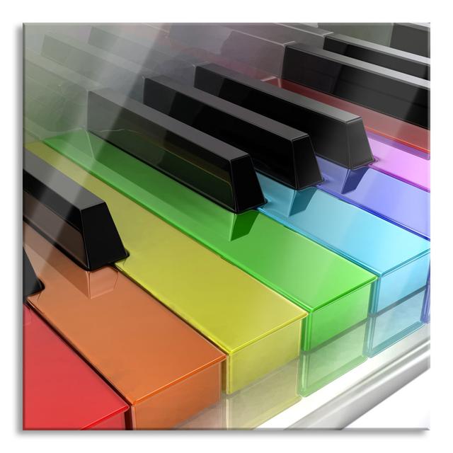 Glasbild Piano Regenbogen Klaviertasten Brayden Studio Größe: 60 cm H x 60 cm B x 0,4 cm T on Productcaster.