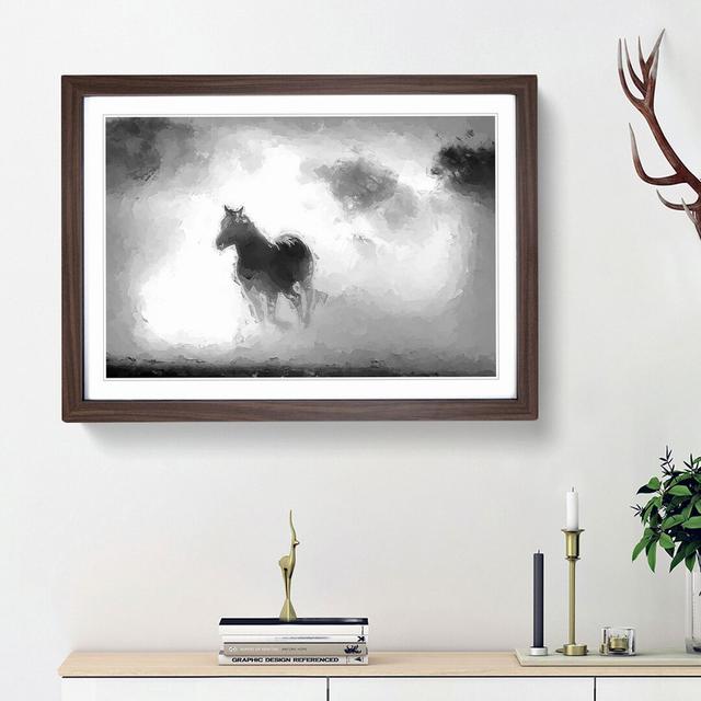 Horses in Abstract - Picture Frame Painting Print East Urban Home Size: 62cm H x 87cm W x 2cm D, Frame Option: Walnut Framed on Productcaster.