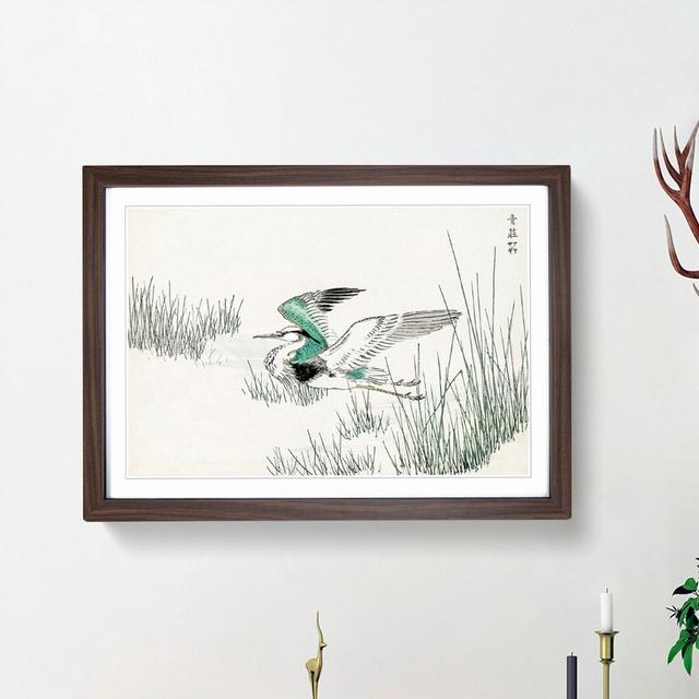 Grey Heron in Flight by Numata Kashu - Picture Frame Painting Print East Urban Home Size: 27cm H x 36cm W x 2cm D, Frame Option: Walnut Framed on Productcaster.