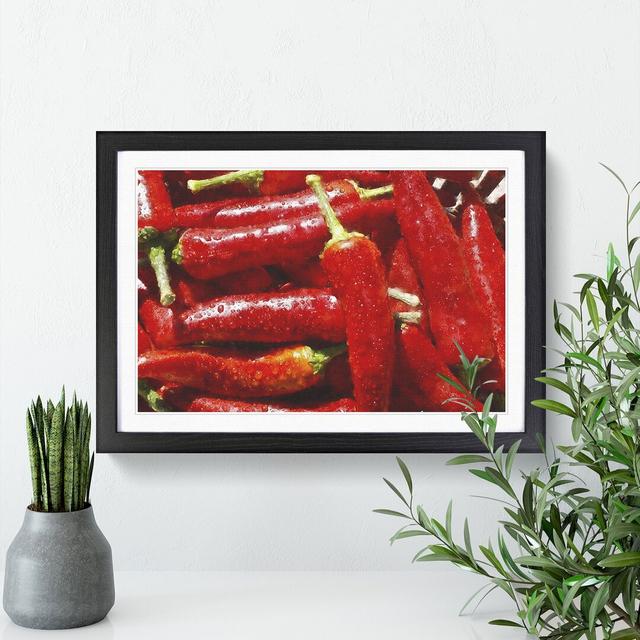 Red Chilli Peppers - Picture Frame Painting East Urban Home Size: 36cm H x 48cm W x 2cm D, Frame Option: Black Framed on Productcaster.