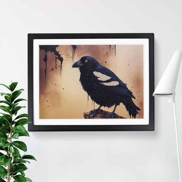 Hewarming Raven Bird - Single Picture Frame Painting Marlow Home Co. Frame Colour: Black, Size: 25cm H x 34cm W x 2cm D on Productcaster.