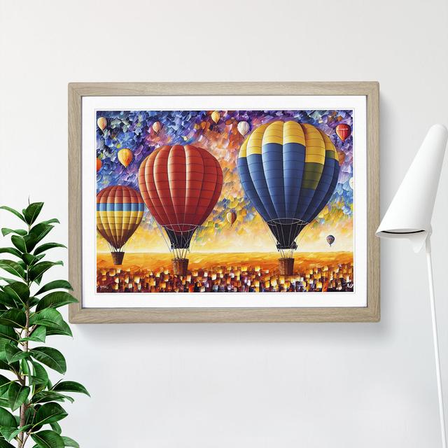 XH1022-6632X Hot Air Balloons Vol.2 Abstract - Single Picture Frame Painting Marlow Home Co. Size: 25cm H x 34cm W x 2cm D, Frame Colour: Oak on Productcaster.