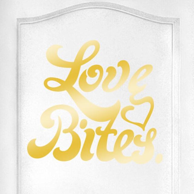 Love Bites Door Room Wall Sticker Happy Larry Colour: Shiny Gold on Productcaster.