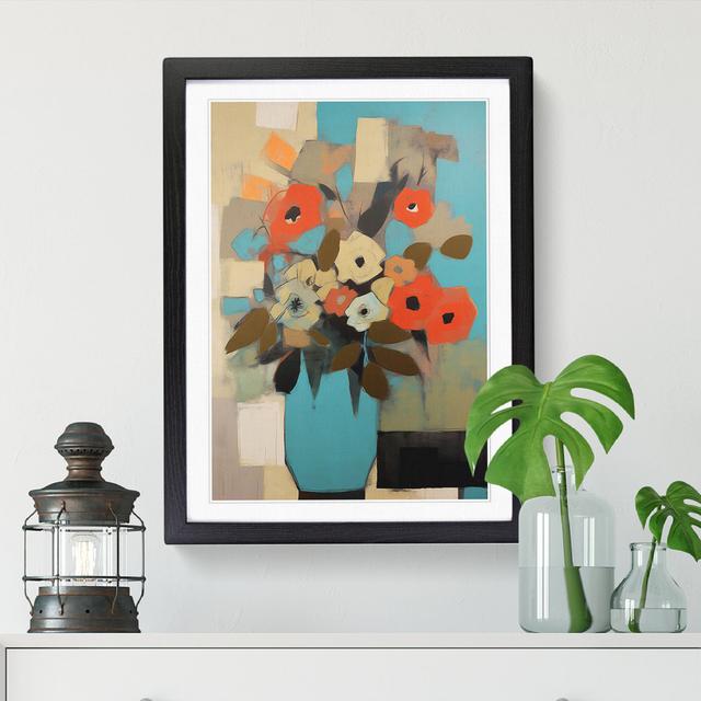 Modern Flowers Mid Century Vol.9 - Picture Frame Print Big Box Art Size: 34cm H x 25cm W x 2cm D, Format: Walnut on Productcaster.