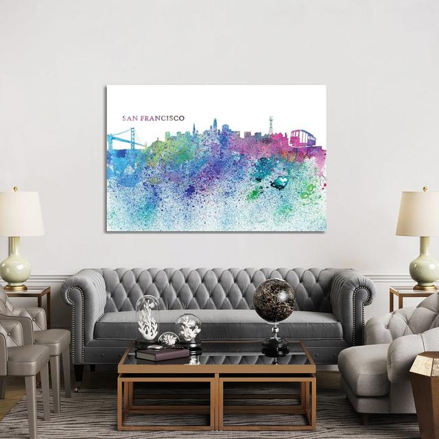 San Francisco California Skyline Silhouette Impressionistic Splash by Markus & Martina Bleichner - Wrapped Canvas Gallery-Wrapped Canvas Giclée Latitu on Productcaster.