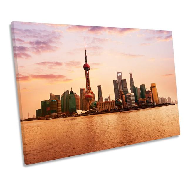 Shanghai China Skyline City - Wrapped Canvas Art Prints Ebern Designs Size: 81.3cm H x 121.9cm W x 4cm D on Productcaster.