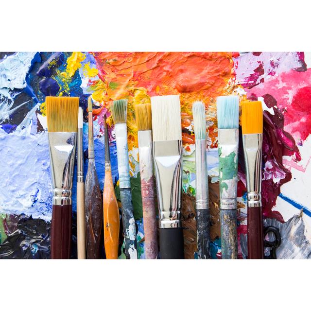 Paintbrushes on a Palette by Simonida Djordjevic - Wrapped Canvas Photograph Wall Art Production Network Size: 61cm H x 91cm W x 3.8cm D on Productcaster.