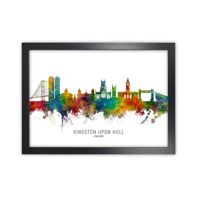 Kingston Upon Hull England Skyline by Michael Tompsett - Print Ebern Designs Size: 46cm H x 63cm W x 3cm D, Format: Black Framed on Productcaster.