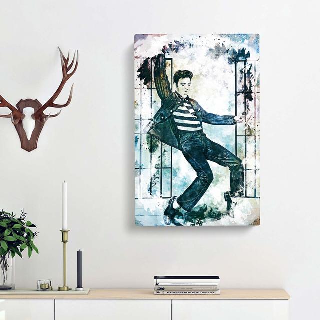 Elvis Presley Dancing in Abstract - Wrapped Canvas Painting Print East Urban Home Size: 76cm H x 50cm W x 3cm D on Productcaster.