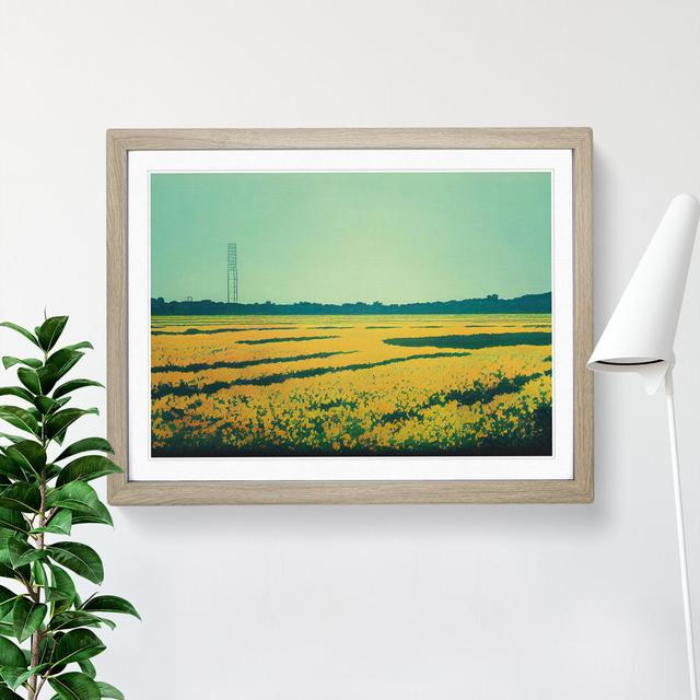 Serene Bluebell Field - Single Picture Frame Painting Marlow Home Co. Size: 25cm H x 34cm W x 2cm D, Frame Colour: Oak on Productcaster.