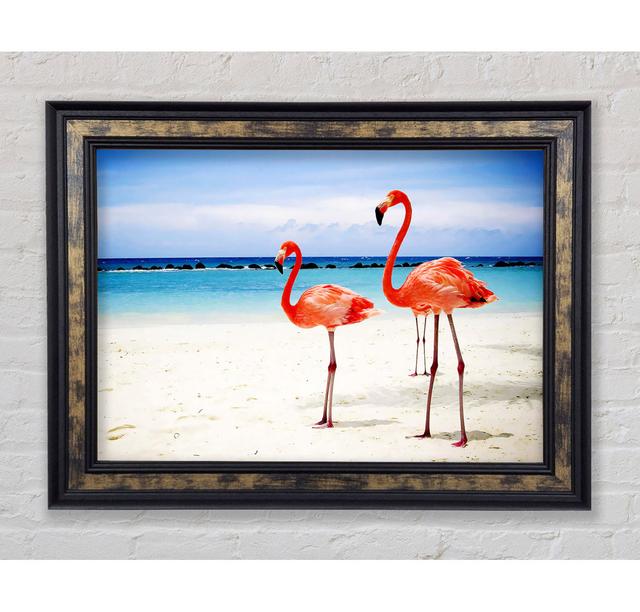 Flamingo Paradise Framed Print Highland Dunes Size: 84.1cm H x 142.2cm W x 8cm D on Productcaster.