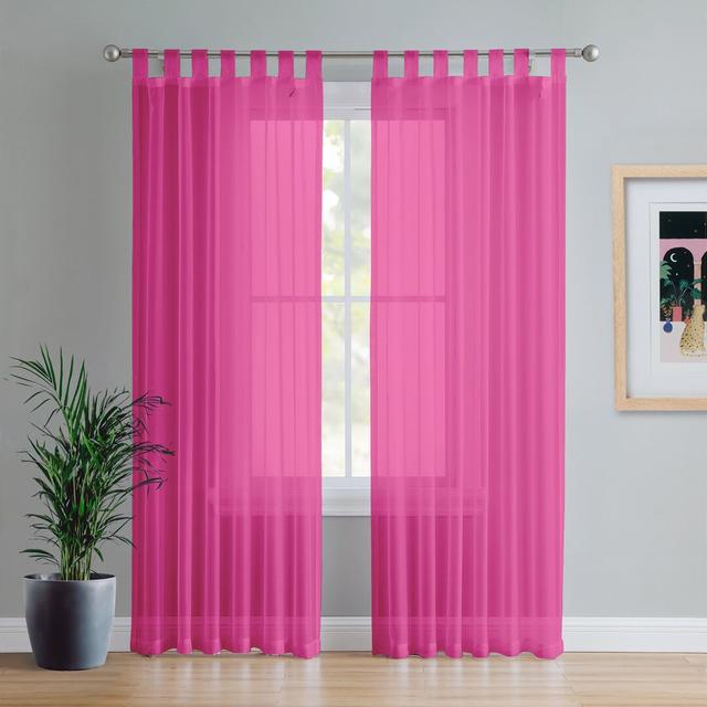 Birdsall Tab Top Sheer Single Curtain Zipcode Design Colour: Cerise, Panel Size: 144 W x 137 D cm on Productcaster.