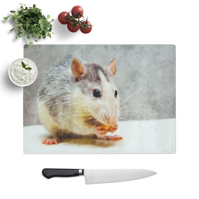 Rat Painting Chopping Board East Urban Home Size: 0.4cm H x 20cm W x 28.5cm L on Productcaster.