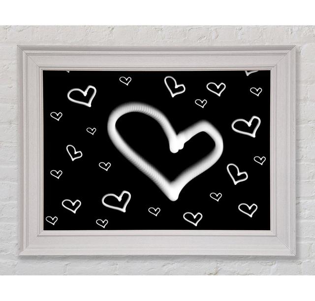 Love Hearts On Black - Single Picture Frame Art Prints Bright Star Size: 29.7cm H x 42cm W x 8cm D on Productcaster.