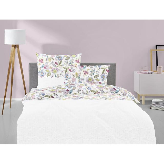 Torneo Duvet Cover Set freundin Home Collection Size: Single - 1 Pillowcase (80 x 80 cm), Colour: Green/Pink on Productcaster.