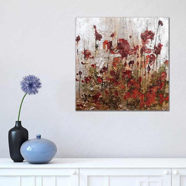 Silver Gold And Poppies by Donatella Marraoni - Wrapped Canvas Print ClassicLiving Size: 45.72cm H x 45.72cm W x 3.81cm D on Productcaster.