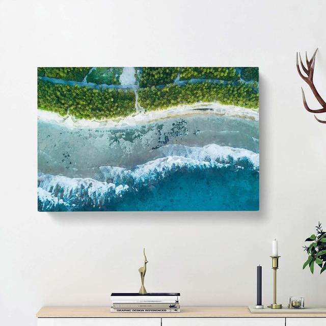 Over the Maldives - Wrapped Canvas Painting Print East Urban Home Size: 40cm H x 60cm W x 3cm D on Productcaster.