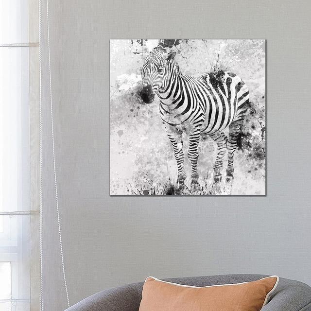 Zebra I by Carol Robinson - Print on Canvas Bloomsbury Market Size: 66.04cm H x 66.04cm W x 3.81cm D, Format: Wrapped Canvas on Productcaster.