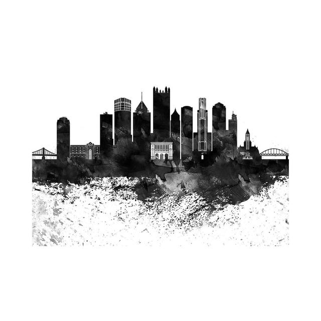 Pittsburgh Skyline Black & White Drops by Wall Decor Addict - Wrapped Canvas Painting Latitude Run Size: 30.48cm H x 45.72cm W x 1.91cm D on Productcaster.