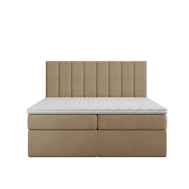 Boxspringbett Krustina mit Topper und Bettkasten ModernMoments Farbe: Hellbraun, Größe: 140 x 200 cm, Matratzenhärte: H2 – Taschenfederkernmatratze un on Productcaster.