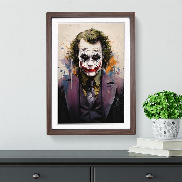 XYZ-FRM-V1223-3910 Joker Conceptual - Single Picture Frame Print on Wood Big Box Art Size: 64cm H x 46cm W x 2cm D, Frame Colour: Walnut on Productcaster.