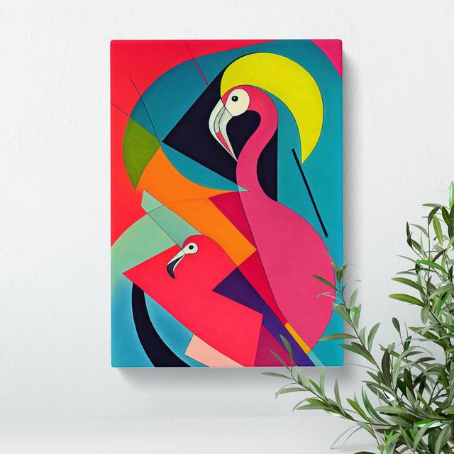 Flamingo In Abstract No.4 - Wrapped Canvas Print 17 Stories Size: 76cm H x 50cm W x 3cm D on Productcaster.