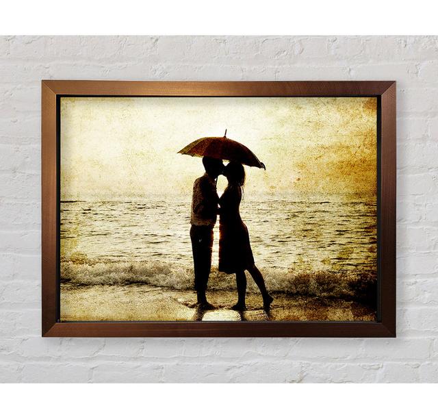 Romantic Love Couple In The Rain Framed Print House of Hampton Size: 59.7cm H x 84.1cm W x 3.4cm D on Productcaster.