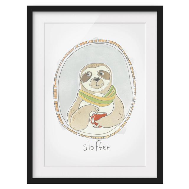 Caffeinated Sloth - Picture Frame Graphic Art Harriet Bee Size: 40cm H x 30cm W x 2cm D, Frame Option: Black on Productcaster.