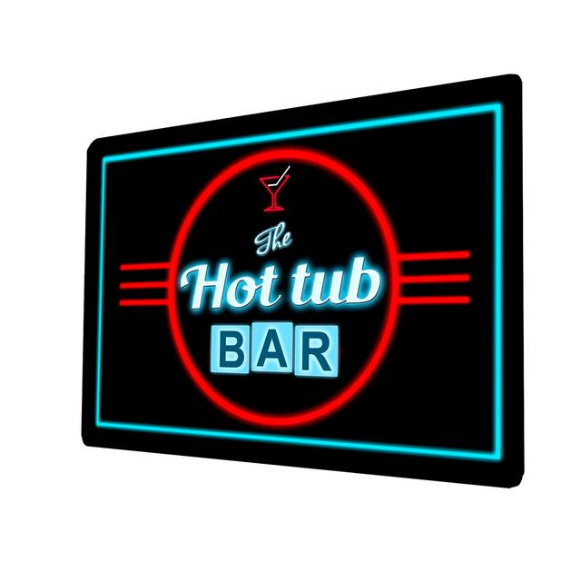 Happy Larry The Hot Tub Bar, neon 80's style A4 metal bar sign plaque wall art Maturi on Productcaster.