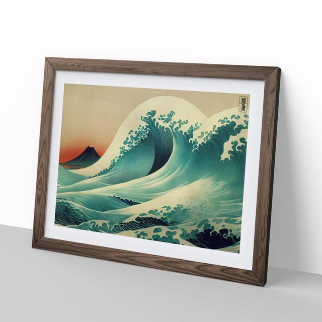 Japanese Wave By Mountains Vol.1 House of Hampton Size: 25cm H x 34cm W x 2cm D, Frame Colour: Walnut Framed on Productcaster.