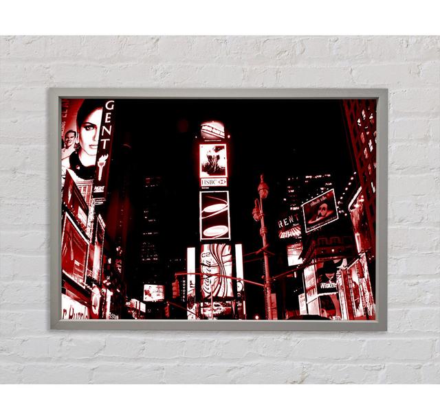 New York 5Th Avenue Red Framed Print Ebern Designs Format: White Framed Canvas, Size: 84.1cm H x 118.9cm W x 3.3cm D on Productcaster.