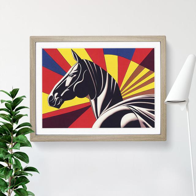 Abstract Art Horse - Picture Frame Graphic Art George Oliver Frame Colour: Oak Framed, Size: 46cm H x 64cm W x 2cm D on Productcaster.