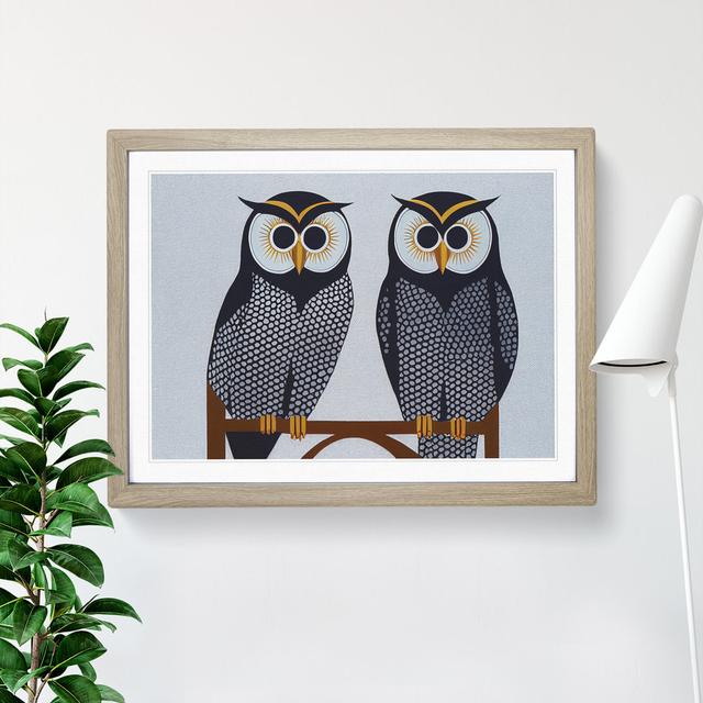 Vintage Art Owls Abstract - Single Picture Frame Painting Alpen Home Size: 25cm H x 34cm W x 2cm D, Frame Colour: Oak on Productcaster.