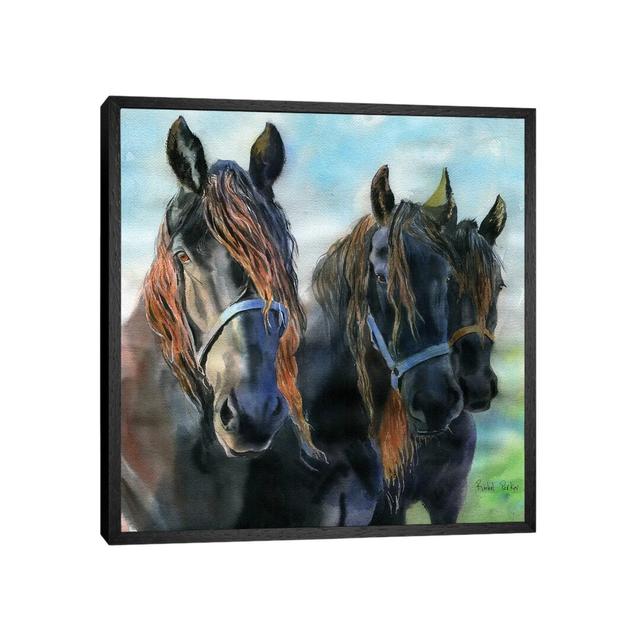 Three Friesians by Rachel Parker - Painting on Canvas Ebern Designs Size: 66.04cm H x 66.04cm W x 3.81cm D, Format: Black Framed on Productcaster.