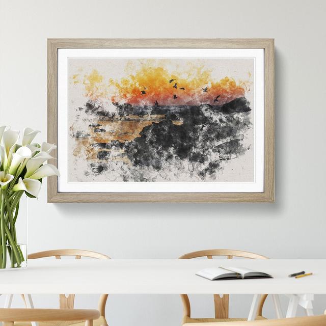 Sunset at the Beach in Spain - Picture Frame Painting East Urban Home Frame Option: Oak Framed, Size: 65cm H x 90cm W x 2cm D on Productcaster.