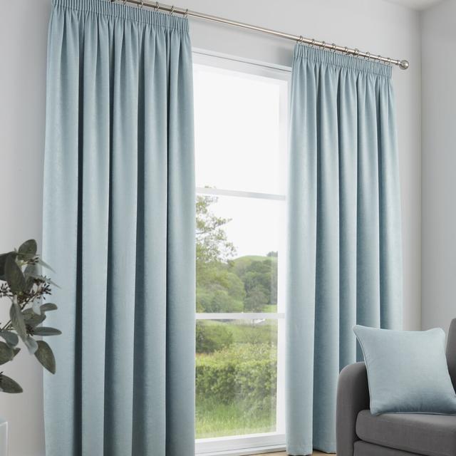 Galaxy Polyester Room Darkening Pinch Pleat Curtain Pair (Set of 2) Fusion Colour: Duck Egg, Panel Size: Width 168 x Drop 229cm on Productcaster.