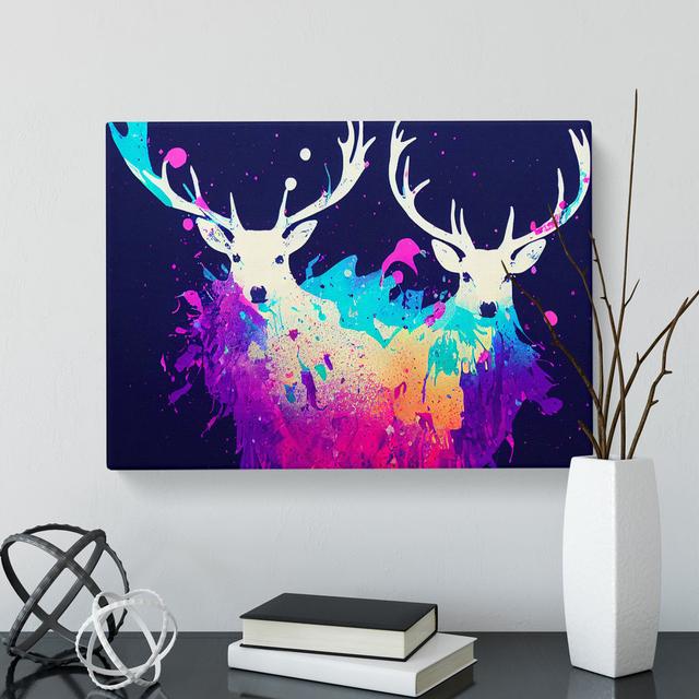 Stag Deer Splash Vol.5 Abstract - Wrapped Canvas Print Alpen Home Size: 40cm H x 60cm W x 3cm D on Productcaster.