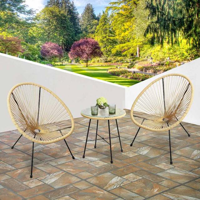 Carlson 110 - Person Garden Lounge Set Zipcode Design Colour: Natural, Frame Colour: Black on Productcaster.