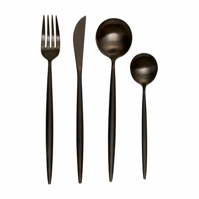 Danna 16 Piece Cutlery Set, Service for 4 Fjørde & Co Handle Colour: Matte Black on Productcaster.