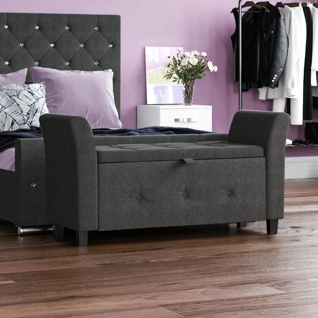 Charlotte Upholstered Storage Bench ClassicLiving Upholstery: Dark Grey on Productcaster.